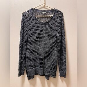 Avalin Eclectic Boho Retro Metallic Open Crochet Sweater, W’s Sz S, Metallic